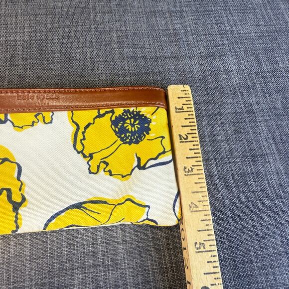Kate Spade Yellow Floral Wristlet with Brown Trim Womens Purse Gift - Picture 2 of 11